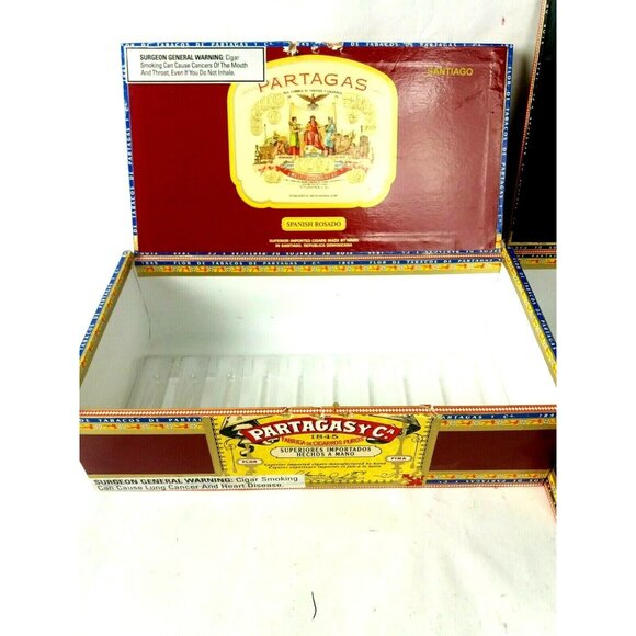 Partagas Wooden Cigar Boxes Empty Storage Lot of 2 Black Label Spanish Rosado - Picture 9 of 10